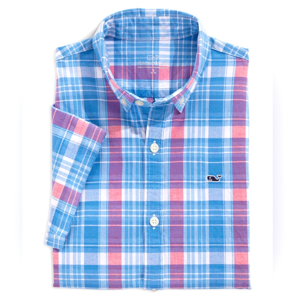 Vineyard Vine- Cotton Short-Sleeve Madras Shirt size XL